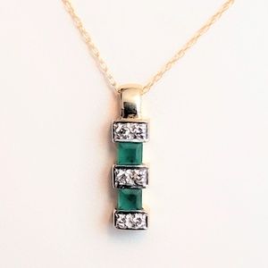 10K Gold Emerald and Diamond Necklace